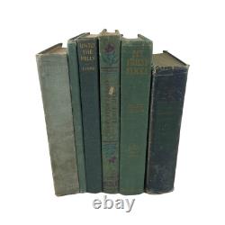 Antique Old Vintage Rare Hardcover Books Lot of 6 Green Shades Decor Staging Set