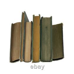 Antique Old Vintage Rare Hardcover Books Lot of 6 Green Shades Decor Staging Set