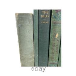 Antique Old Vintage Rare Hardcover Books Lot of 6 Green Shades Decor Staging Set