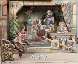 Antique Pop-up Seasons book 1883 RARE English Showman's Year IV NY Int News Co