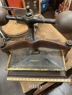 Antique R. HOE Cast Iron BOOK PRESS Excellent Condition Circa 1865 New York Rare