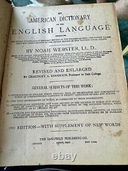 Antique RARE 1911 The Original Websters Unabridged Dictionary By Noah Webster