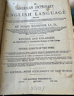 Antique RARE 1911 The Original Websters Unabridged Dictionary By Noah Webster