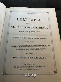Antique Rare 1000 Illustrations Holy Bible, Circa 1860's, John E. Potter & Co