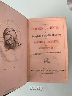 Antique Rare 1862 The Crown of Jesus, Roman Catholic Manual