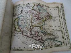 Antique Rare 18th C Nouvel Atlas World Pocket Colored Map Book Amsterdam by Leth