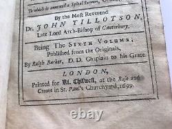 Antique Rare Book Religious 1600s Church England Sermons Tillotson Archbishop