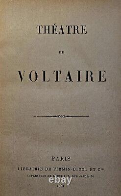 Antique Rare Book, Theatre De Voltaire, 1894, Didot, Paris