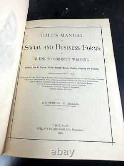 Antique Rare HILL'S MANUAL SOCIAL & BUSINESS FORMS BOOK 1883 EDITION Collector