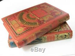 Antique Rare Lot 2 Book Jules Verne Voyages Extraordinaires Helice Vapeur 1923