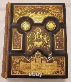 Antique Rare The Holy Bible The Parallel Bible(Illustrated) 1800's Leather Hard