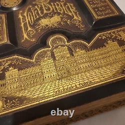 Antique Rare The Holy Bible The Parallel Bible(Illustrated) 1800's Leather Hard