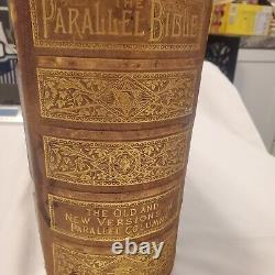 Antique Rare The Holy Bible The Parallel Bible(Illustrated) 1800's Leather Hard