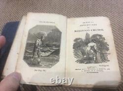 Antique Robinson Crusoe Book 1807 The Life & Adventures Illustrated Rare c19th