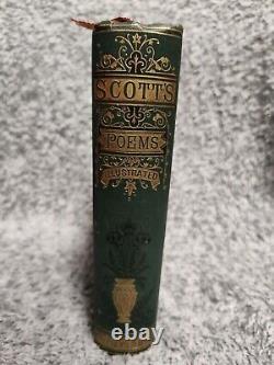 Antique Sir Walter Scott's Poetical Works With Illustrations 1st Edition Rare