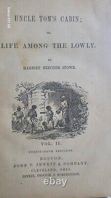 Antique Uncle Tom's Cabin Hardcover Book Volume 2 Dated 1852 VERY RARE