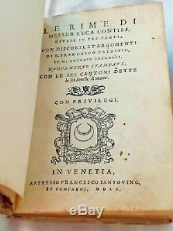 Antique Vellum 1560 Le Rime di 1st Edition Italy Luca Contile Poems Rare Book