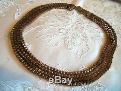 Antique Victorian Layered Solid Brass Book Chain Necklace Beautiful rare
