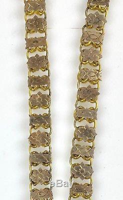 Antique Victorian Rose GF Book Chain Necklace Gold Front Locket RARE EVN102GF