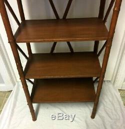 Antique Vintage Bamboo & Wood 5 Tier Bookcase, Bookshelf Rare