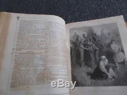 Antique Vtg Rare 1800's Catholic Holy Bible Leather Bound Embossed Pope Leo XIII