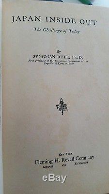 Antique book by Korean President, Syngman Rhee, JAPAN INSIDE OUT, rare, 1941