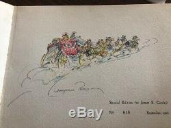Antique book with Original Drawing by Marjorie Reed-Stage Coach-Rare Signature
