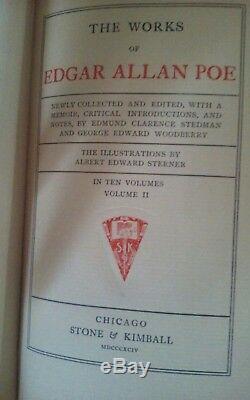 Antique set 4 Edgar Allen Poe 1800's books published 1894 gilt edge VERY RARE