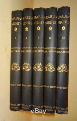 Arabian Nights Richard F. Burton 1884 X 5 Vols Rare 1st Edition Antique Books