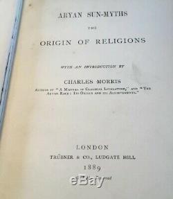 Aryan Sun Myths, The Origin Of Religions, Rare 1889 1st Edition Antique