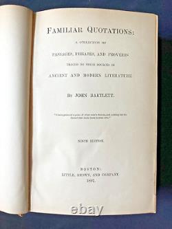 Bartlett Familiar Quotations Ninth Ed. 1897 Rare Antique Similar Retails $1500