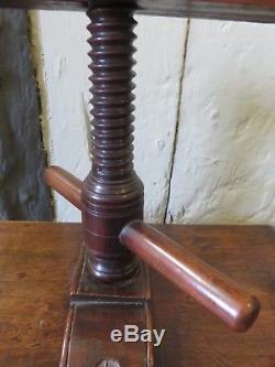 Beautiful Rare Early Antique Table Top Adjustable Book Press With Drawer