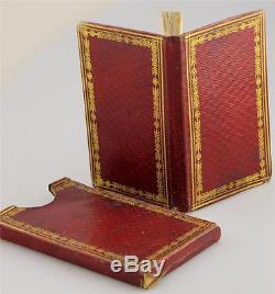 C1850 Miniature Antique Book LEATHER Romance SLIPCASE Steel Plate SONGS Rare VTG