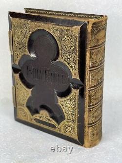 C1881 LEATHER antique Family Holy Bible CLASPS beautiful Illustrations Rare HTF