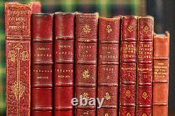 Charming Collection of Antique Victorian Red Leather Spine Books