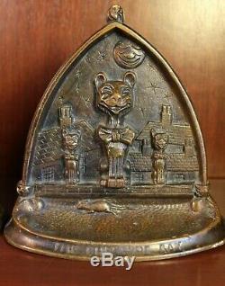 Cheshire Cat Bookends Book Ends Rare Bronze Alice in Wonderland Art Sculpture