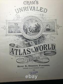 Crams Unrivaled Family Atlas of the World 1888 Antique Book Vintage Maps Rare