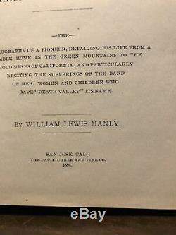 DEATH VALLEY IN 49 Gold Rush CALIFORNIA HISTORY ANTIQUE 1st Ed Manly RARE