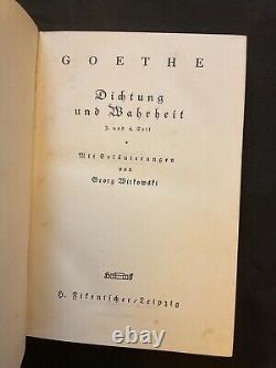 Dichtung und Wahrheit Wolfgang von Goethe, RARE ANTIQUE GERMAN BOOK
