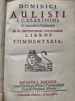 Dominic Aulisii J. C. And His Commentaries 1721 Antique Book Rare