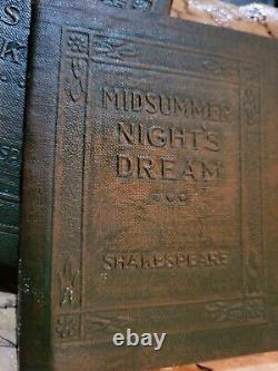 Dozen RARE TITLE Antique Little Leather Book 1920s Vintage SHAKESPEARE Lot ULTRA