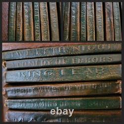 Dozen RARE TITLE Antique Little Leather Book 1920s Vintage SHAKESPEARE Lot ULTRA