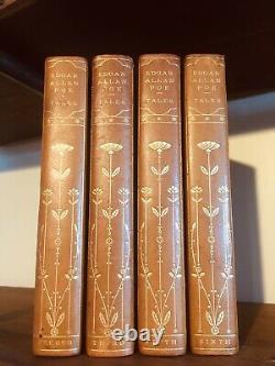 EDGAR ALLAN POE 1902 4 Vols TALES #45/150 Leather Bound Set ANTIQUE 1st Ed Rare