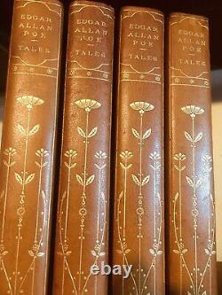 EDGAR ALLAN POE 1902 4 Vols TALES #45/150 Leather Bound Set ANTIQUE 1st Ed Rare