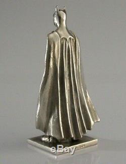 EXTREMELY RARE SOLID SILVER BATMAN STATUE LONDON 1989 DC SUPERHERO 3.25inch 153g