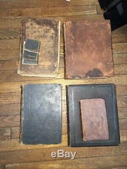 Early 1800s Lot Of (7)Rare Antique Holy Bibles