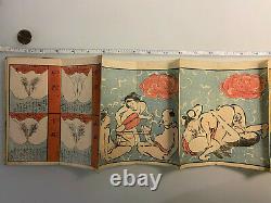 Erotica original rare shunga concertina book with comical pictures and toys