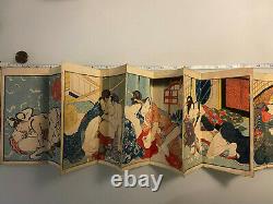 Erotica original rare shunga concertina book with comical pictures and toys