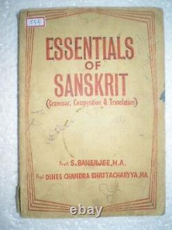 Essentials Of Sanskrit -grammar Composition Classx Rare Antique Book India 1940