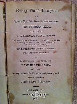 Every Man's Lawyer RARE 1830 Law Legal Attorney Antique Book with Forms Letters